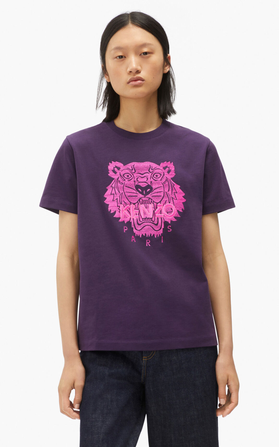 Kenzo Loose Tiger T Shirt Purple For Womens 3460WDEMF